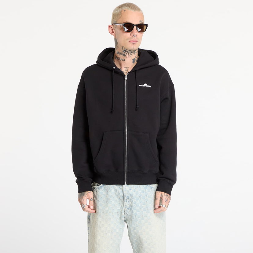 Sweatshirt Awake NY Awake NY Crown Logo Full-Zip Hoodie L Svart | AWK-FW25-HD003-BLK
