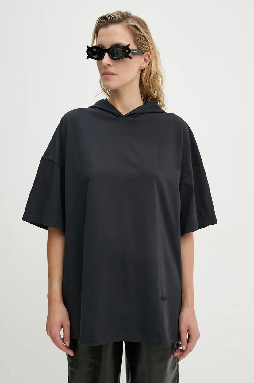 Sweatshirt Nanushka KACPER Oversized Cotton Hoodie Svart | NU24PFSH03899