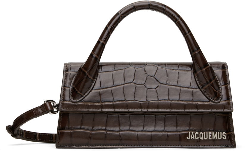 Handväska Jacquemus Jacquemus 'The long Chiquito' Croc-Embossed Top Handle Bag Brun | 25E213BA004-4301
