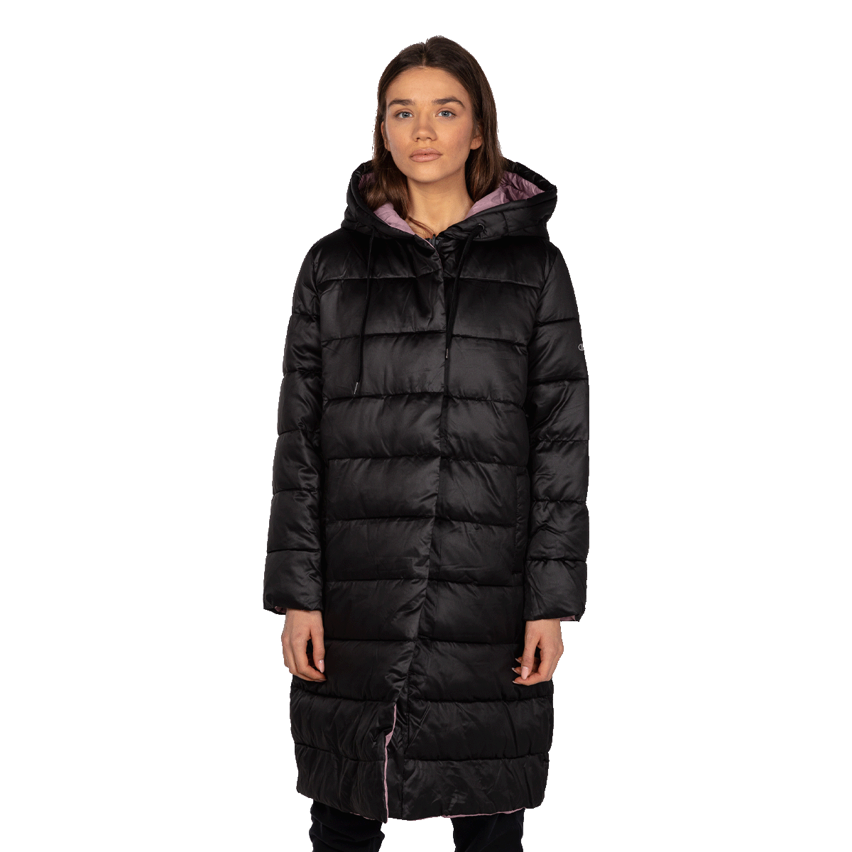 Pufferjacka Champion KIMBERLY Long Puffer Jacket with Hood Svart | CHA223F505-01, 0
