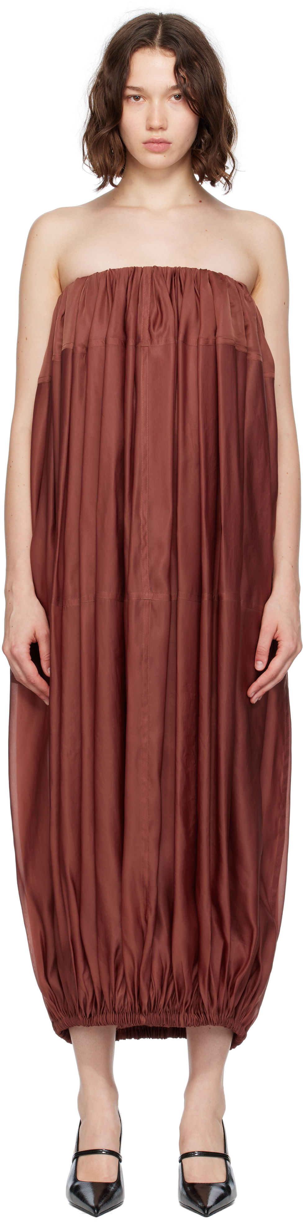 Klä FERRAGAMO Ferragamo Voluminous Bustier Maxi Dress Brun | 782875, 0