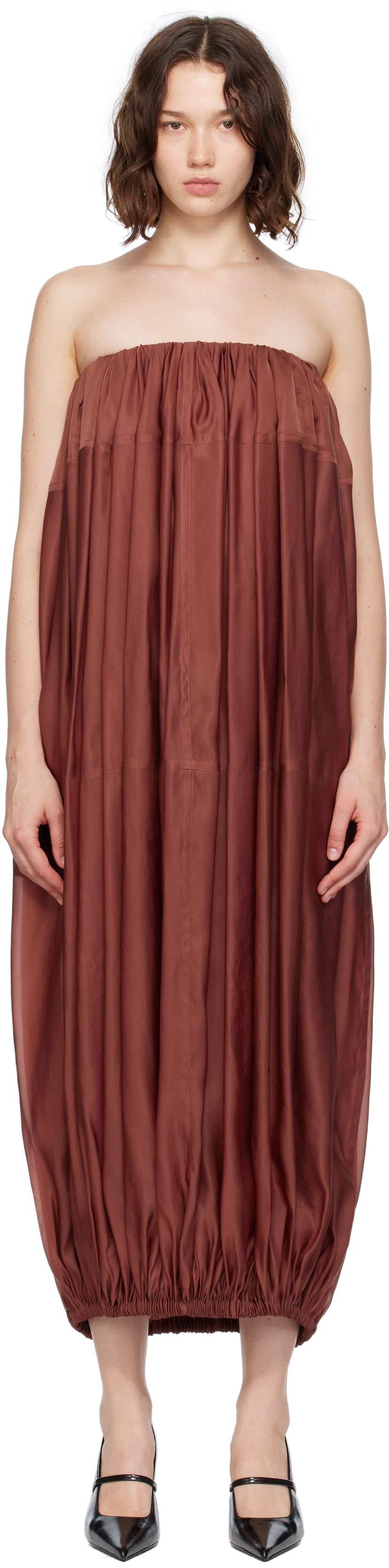 Klä FERRAGAMO Ferragamo Voluminous Bustier Maxi Dress Brun | 782875