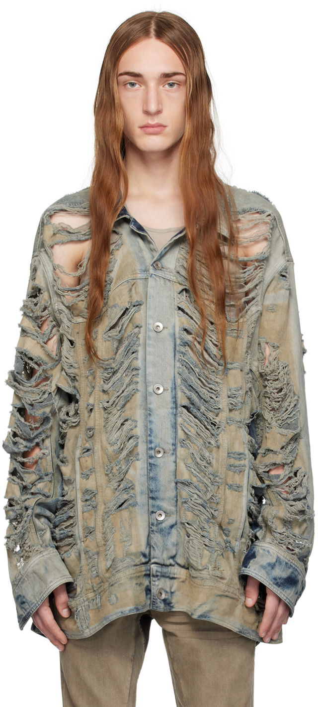 Jacka Rick Owens DRKSHDW Jumbo Denim Jacket Grön | DU02C5761 DMPSH, 0