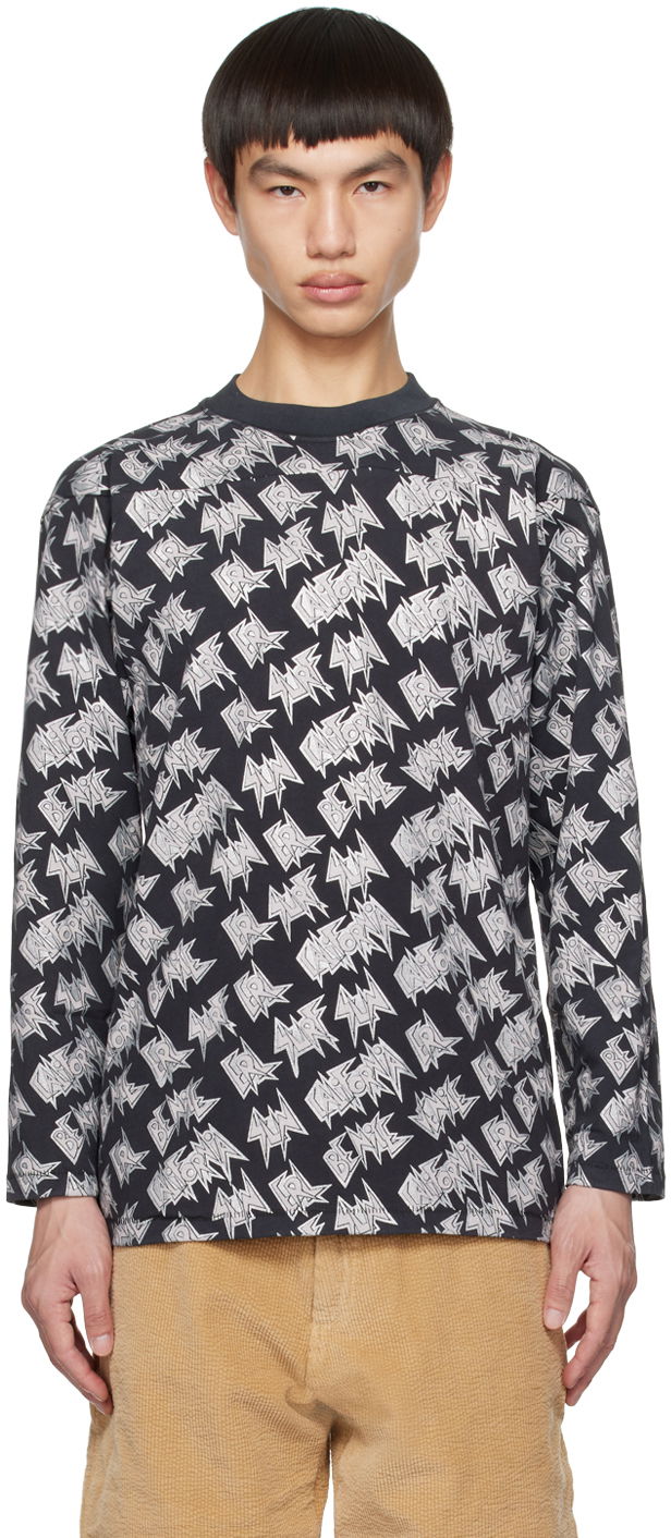 T-shirt ERL Printed Black Long Sleeve T-Shirt Svart | ERL06T014, 0