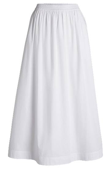 Kjol BOSS Elastic Waist Cotton Poplin Maxi Skirt Vit | 50543982