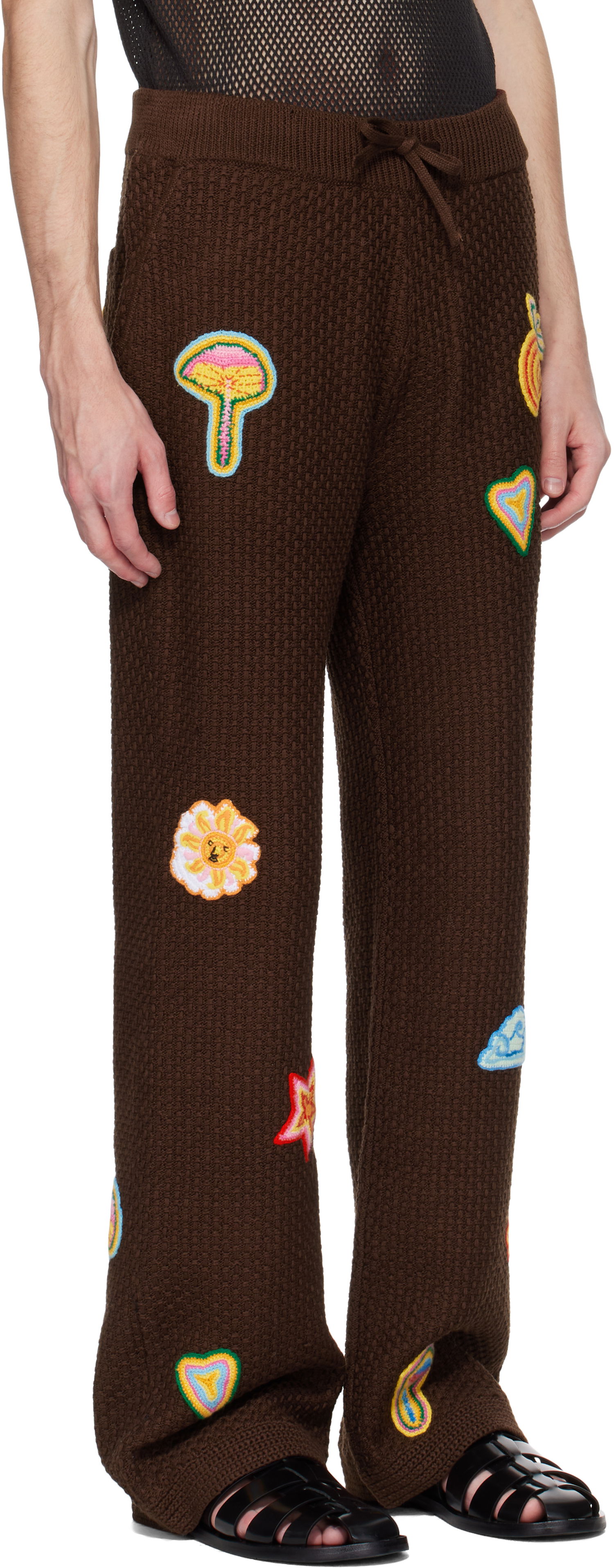 Träningsbyxor Casablanca Casablanca Motif Crochet Sweatpants Brun | MS25-KW-915-01, 1
