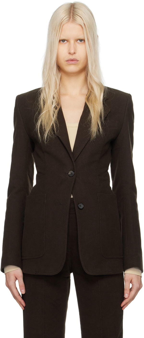 Jacka TOTEME Cinched Single-Breasted Blazer Brun | 241-WRZ1048-FB0171