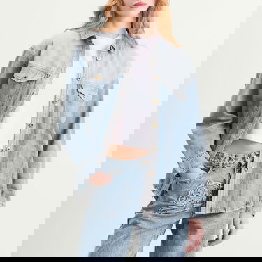 Skjorta BBC IceCream ICECREAM Appliqué Running Dog Denim Shirt, Size Large Blå | ICWW25304-LBL, 2