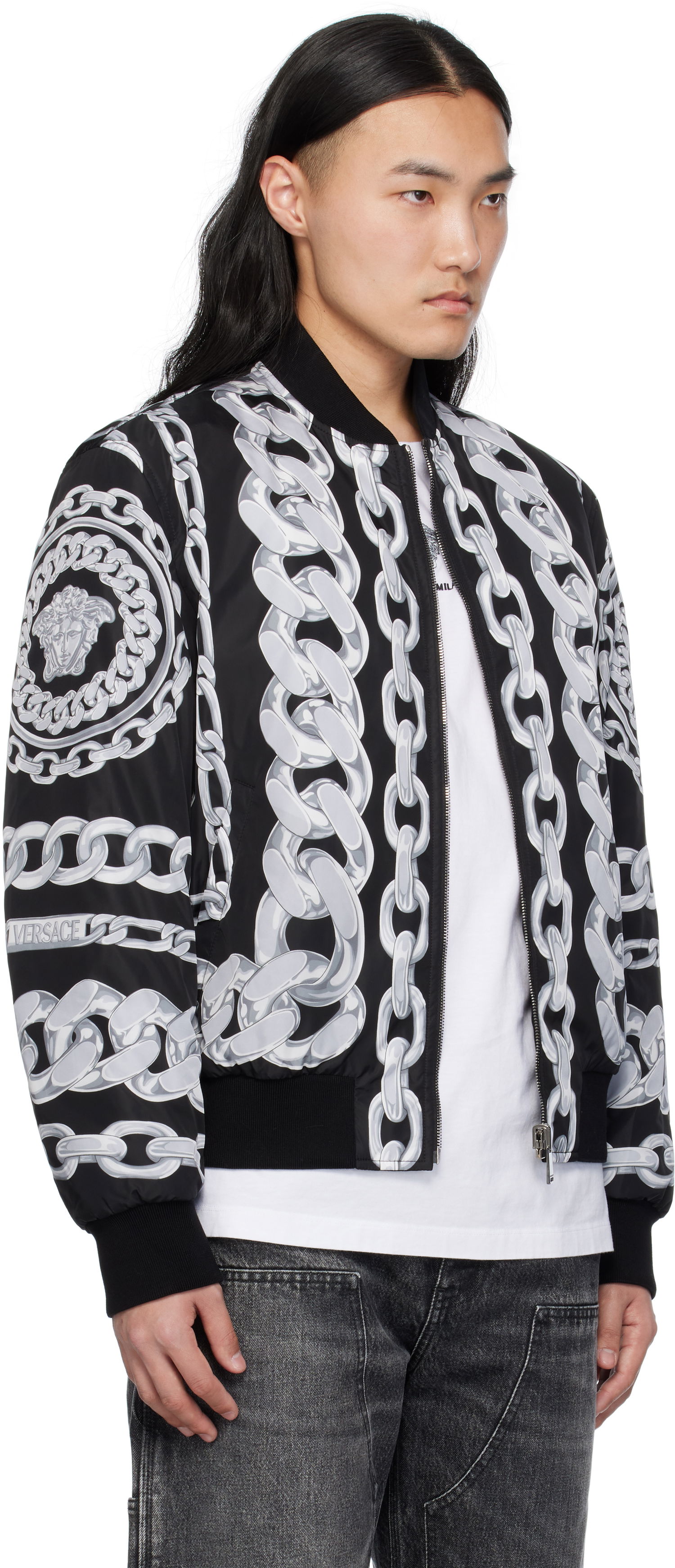 Bomberjacka Versace Versace Medusa Chains Reversible Bomber Jacket Svart | 1018824_1A13441, 1