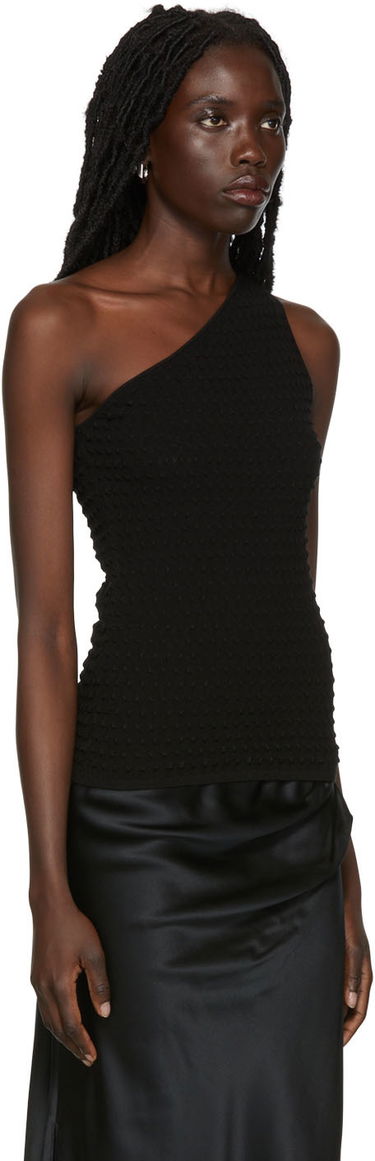 Linne Helmut Lang One Shoulder Textured Tank Top Svart | M04HW709, 1
