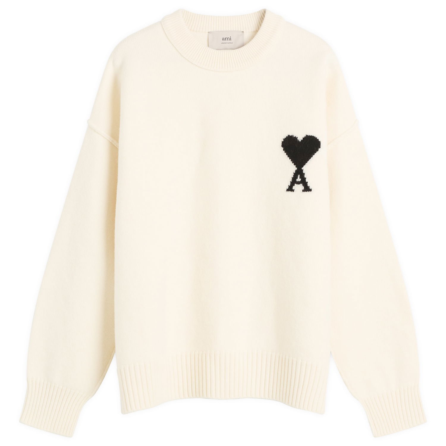 Sweater AMI Men's Felted Merino Wool ADC Crew Neck Jumper, Size Large Vit | H25UKS838-018-151H25, 0