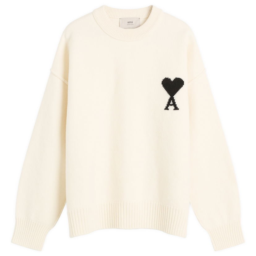 Sweater AMI Men's Felted Merino Wool ADC Crew Neck Jumper, Size Large Vit | H25UKS838-018-151H25