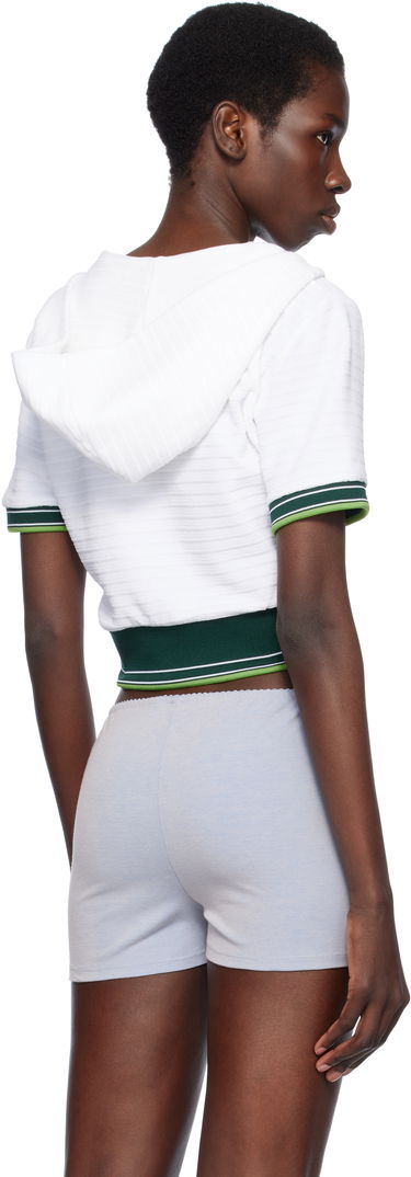 Sweatshirt Casablanca Casablanca Textured Velour Tennis Cropped Hoodie Vit | WS25-JTP-354-01, 2