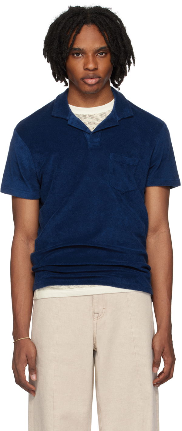 Polotröja Orlebar Brown Open Placket Polo Shirt Blå | 274229