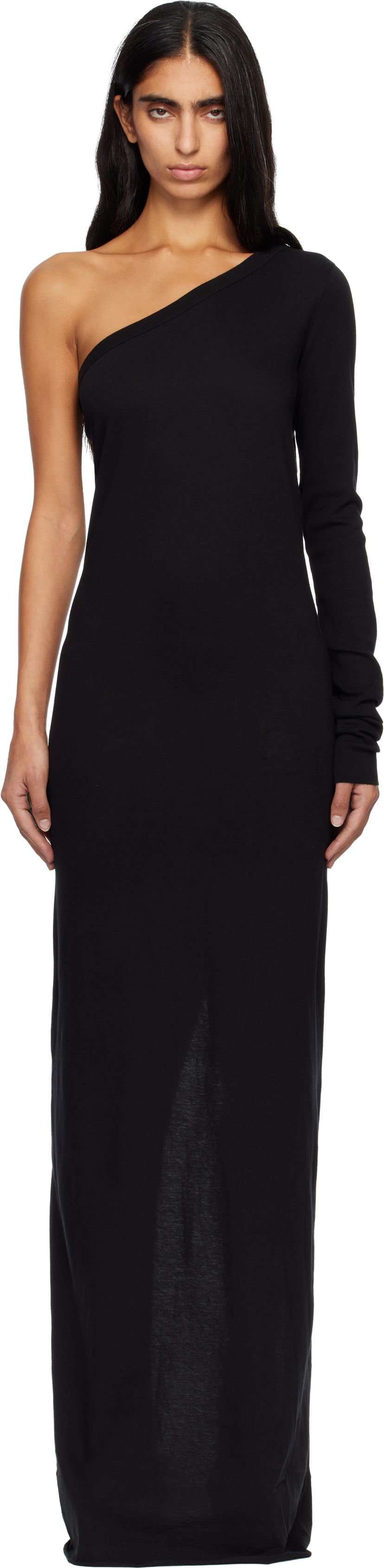 Klä Rick Owens DRKSHDW Concordians Ziggy One-Shoulder Maxi Dress Svart | DS02E7511 RN