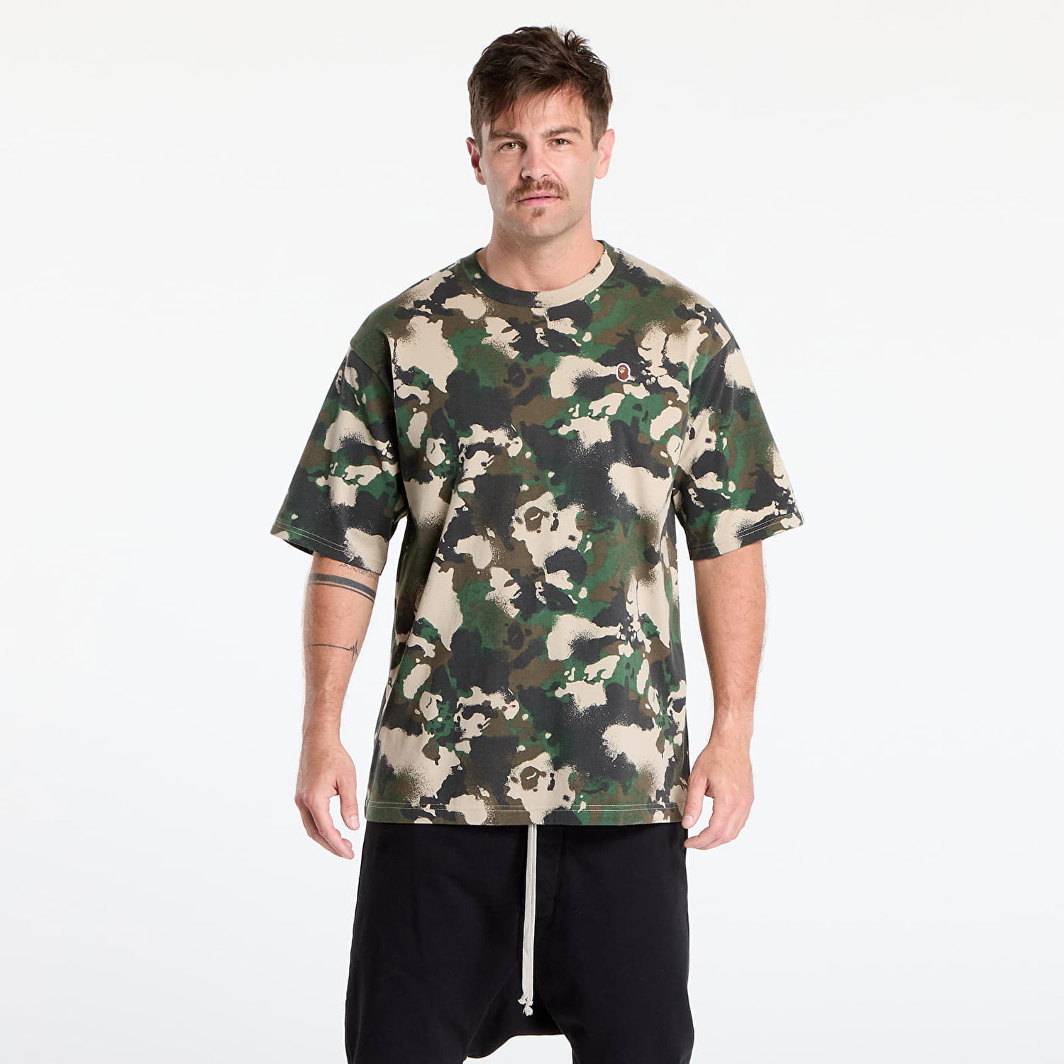 T-shirt BAPE A BATHING APE Map Camo Ape Head One Point Tee UNISEX Green Grön | 001CSL301001MGRN, 0