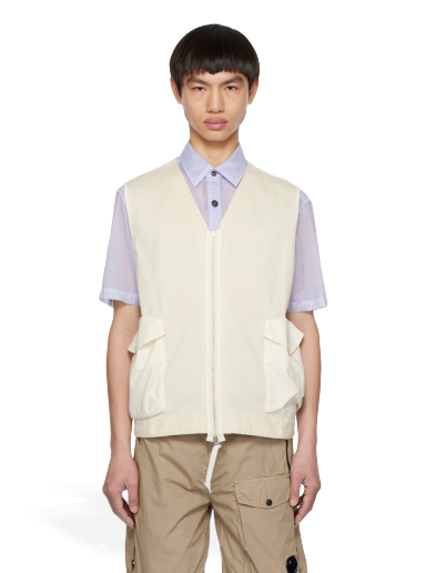 Väst C.P. Company Zip Vest Vit | 14CMSS322A-006521M