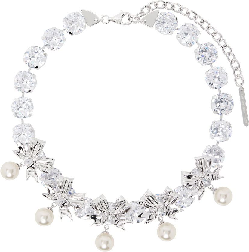 Halsband SHUSHU/TONG SHUSHU/TONG YVMIN Edition Pearl Bow Knot Crystal Chain Necklace Metallisk | 23340WHT00NN