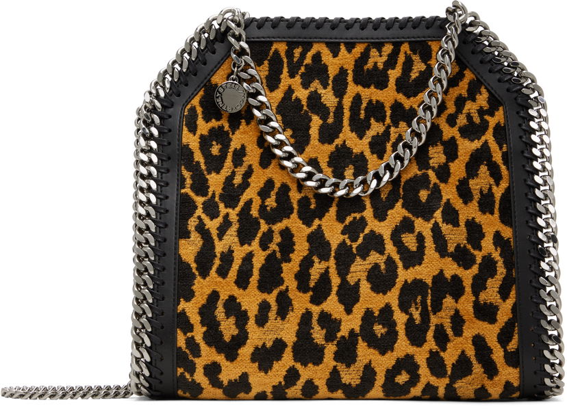 Axelväska Stella McCartney Leopard Print Mini Chain Bag Brun | 371223WP0494