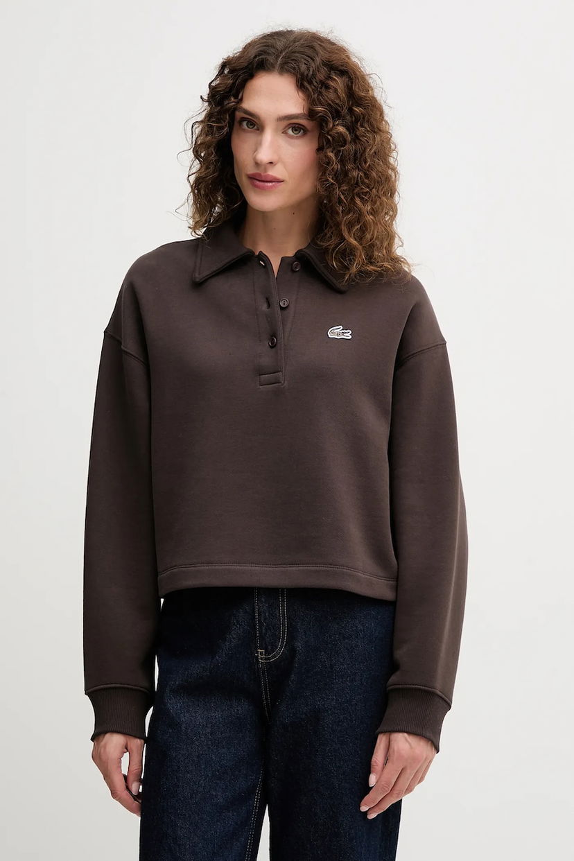 Sweatshirt Lacoste Lacoste Cropped Polo Sweatshirt Brun | SF5275