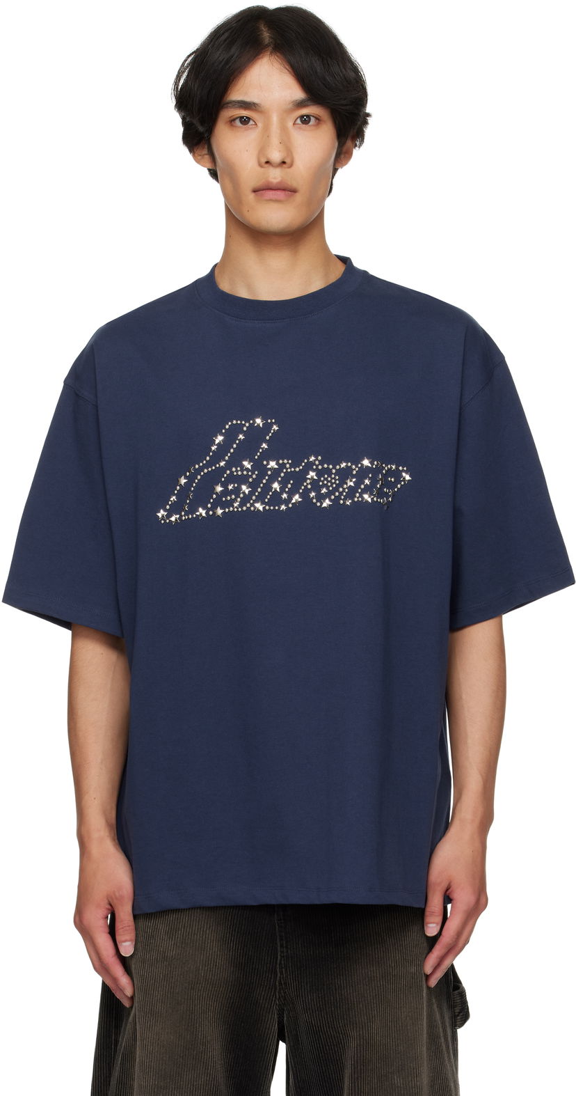 T-shirt We11done Pearly 'Se11done' Logo T-Shirt by We11done Mörkblå | WD-TT2-25-735-U-NV