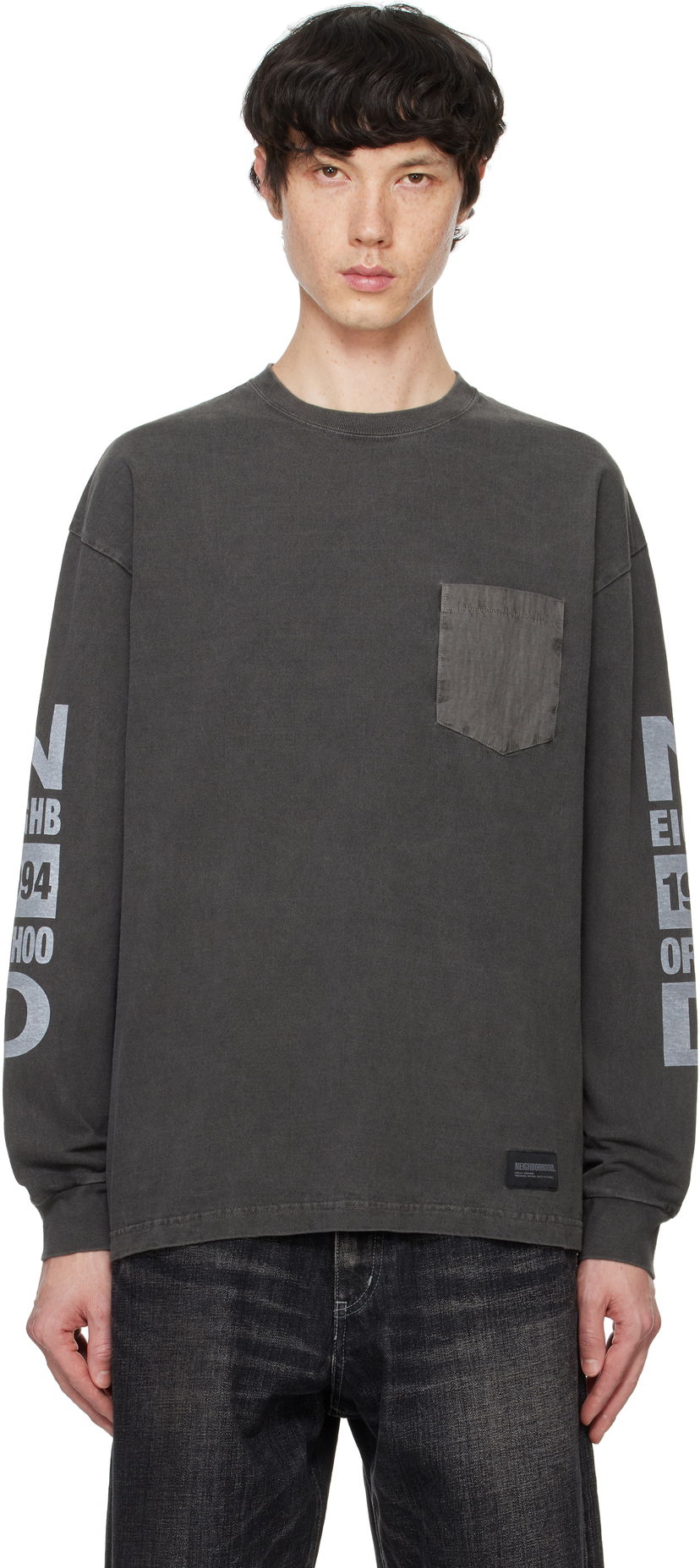 T-shirt Neighborhood Pigment-Dyed Crewneck LS T-shirt Grå | 242UNNH-CSM03