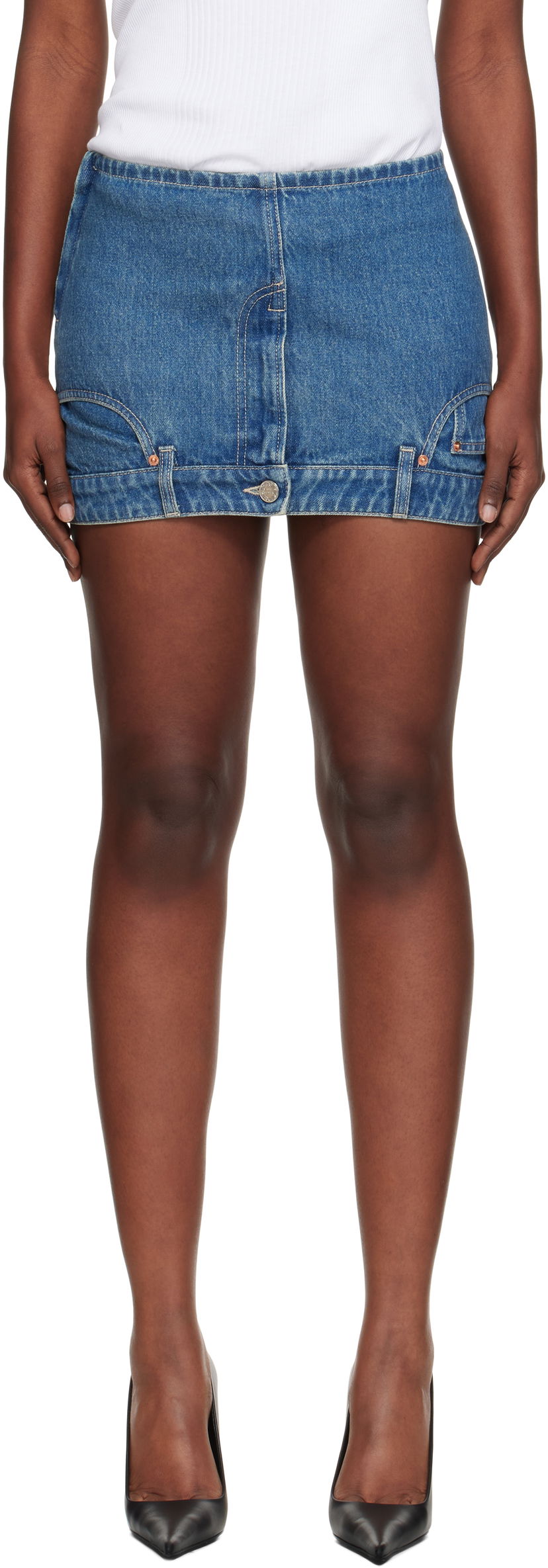 Kjol VETEMENTS Vetements Upside-Down Denim Miniskirt Blå | WH76DK007VB