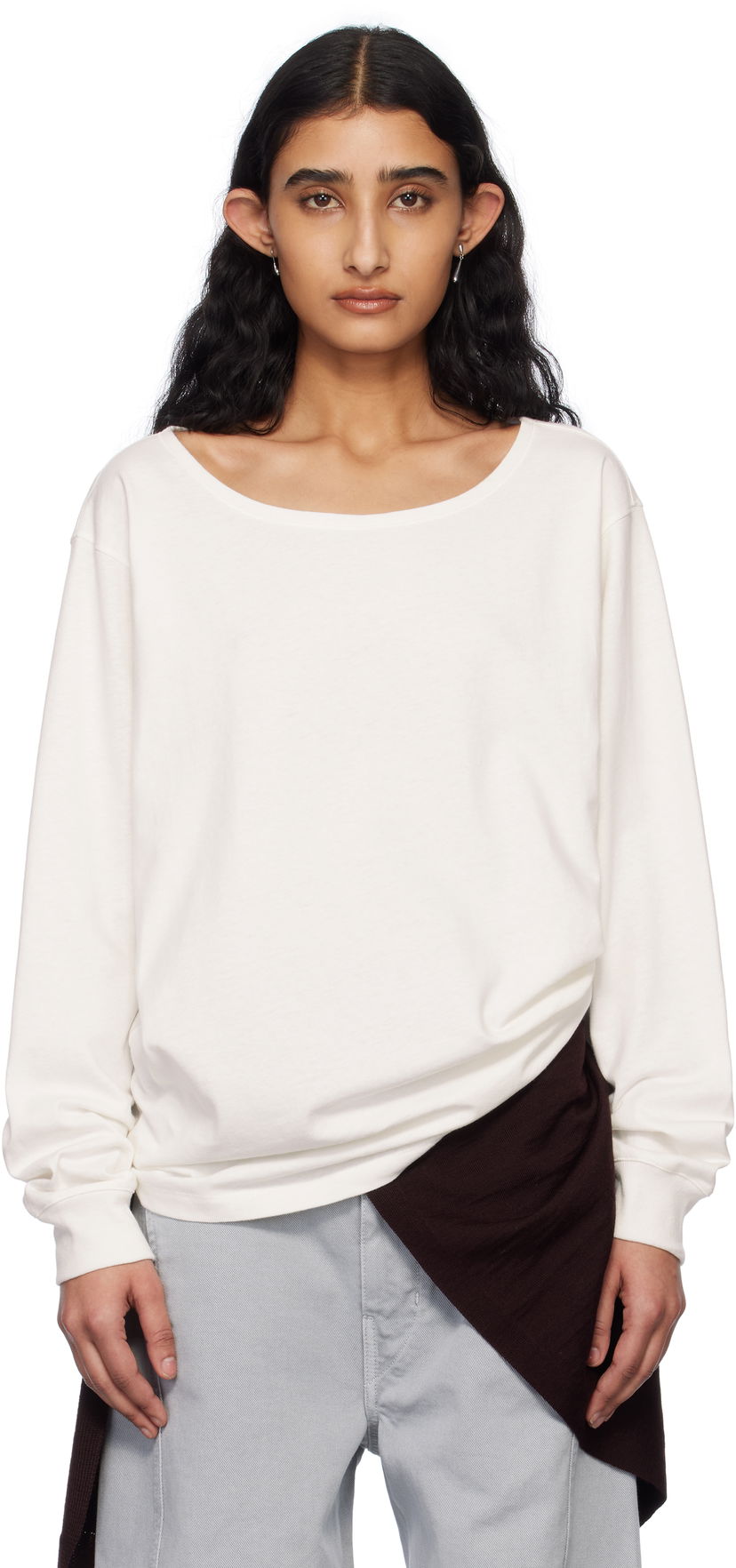 Sweater LEMAIRE Lemaire Wide Neck T-Shirt Vit | TO1349 LJ1010