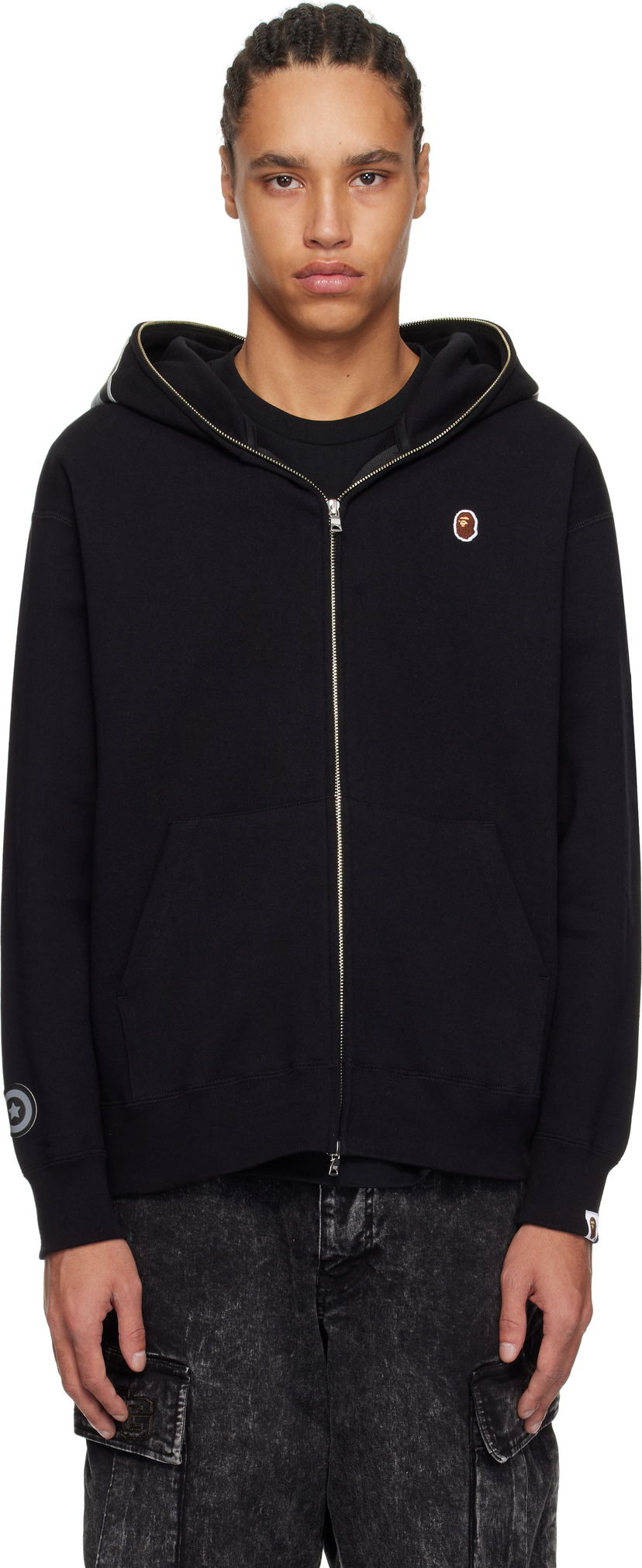 Sweatshirt BAPE A Bathing Ape One Point Ape Head Shark Full Zip Hoodie Svart | 001ZPK801305M