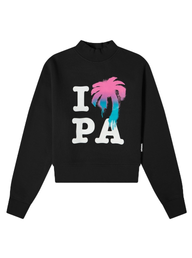 Sweatshirt Palm Angels I Love PA Fitted Crew Neck Sweat Svart | PWBA016S23FLE0011084