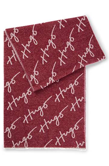 Halsduk BOSS Wool Blend Logo Scarf Bourgogne | 50524789