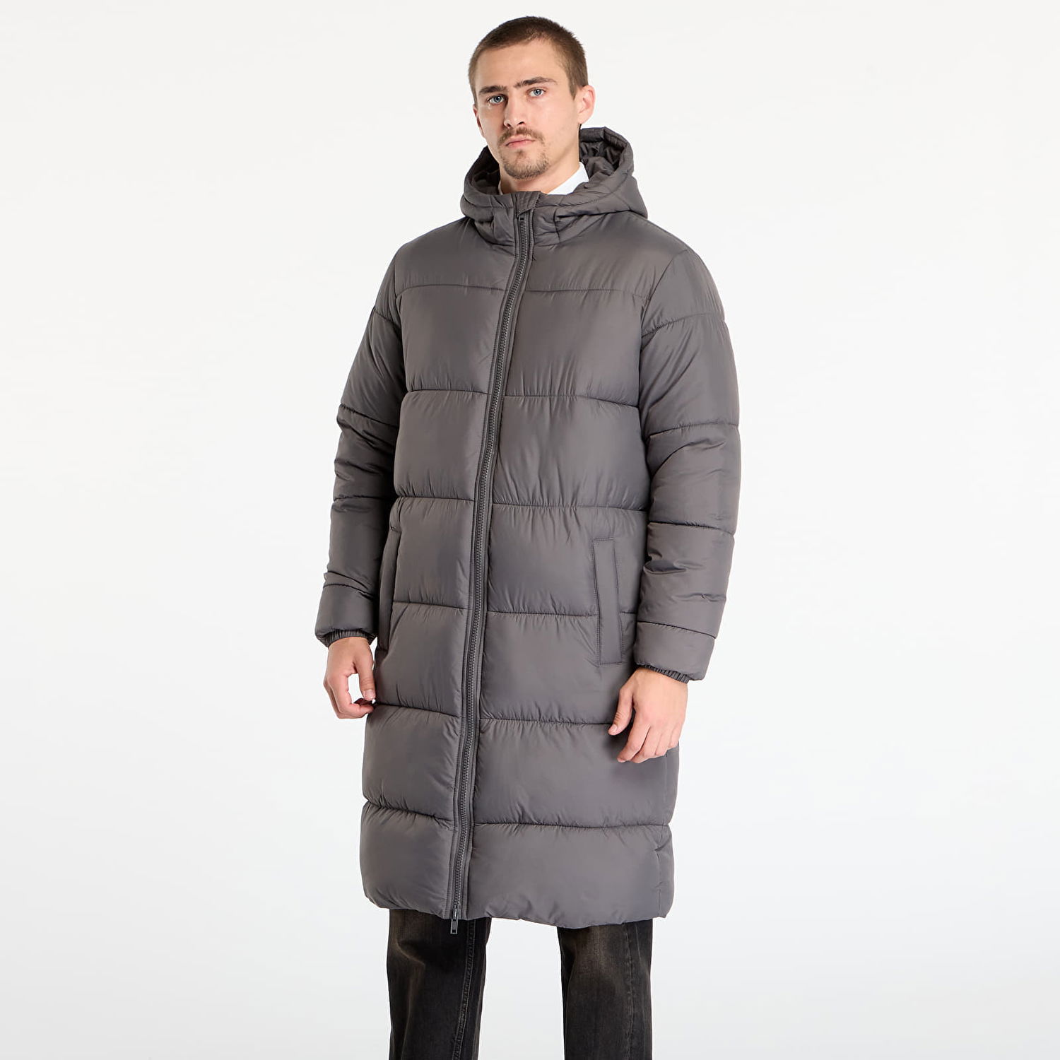 Rockar Urban Classics Hooded Long Puffer Coat Grå | TB7010-03516, 0