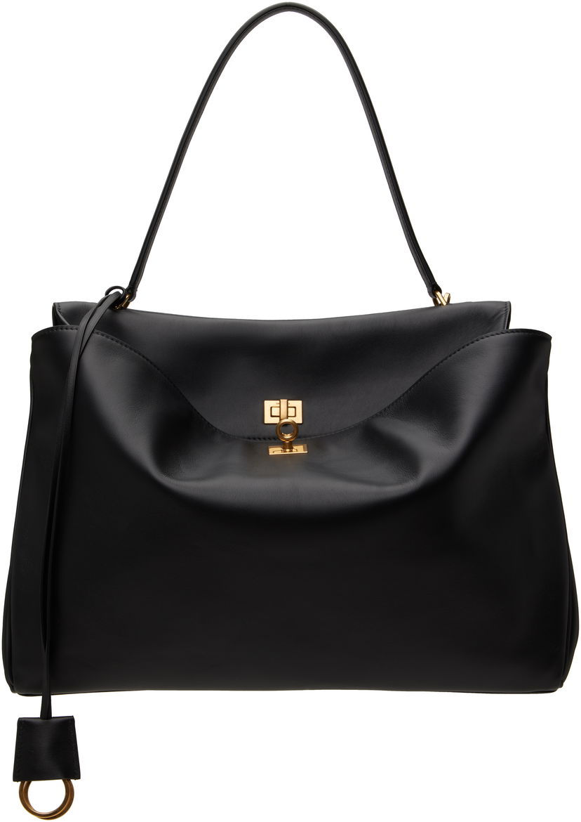 Tygpåse Balenciaga Large Rodeo Leather Shoulder Bag Svart | 789744 2AA4V