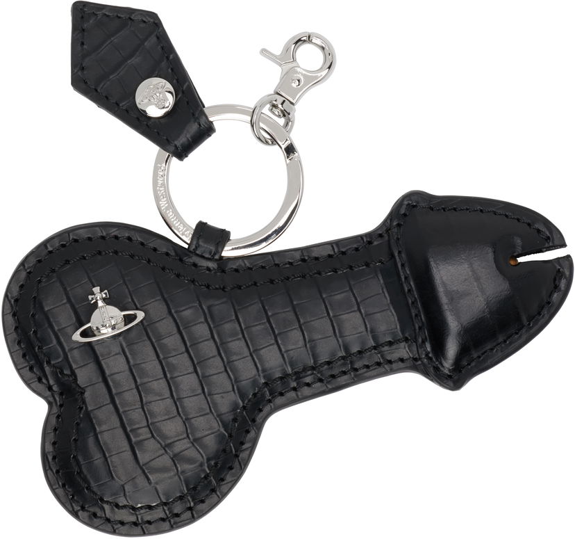 Nyckelringar Vivienne Westwood Vivienne Westwood Bell End Leather Keychain Svart | 8203012KU-L00C0-