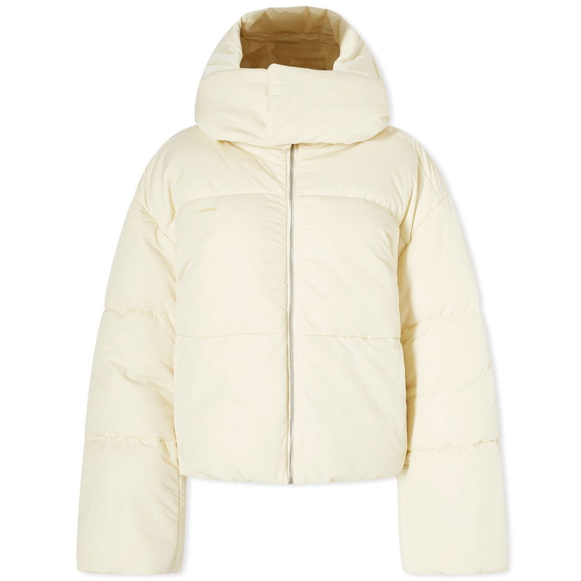 Pufferjacka PANGAIA Pangaia FLWRDWN Recycled Nylon Cropped Puffer Jacket, Size Large Beige | 100011686021
