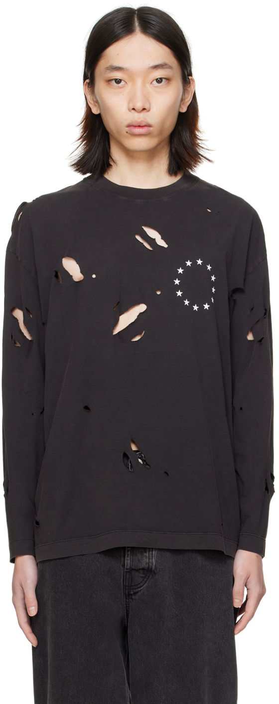 T-shirt Études Études Spirit Europa Destroyed Long Sleeve T-Shirt Svart | E24MM180A00895