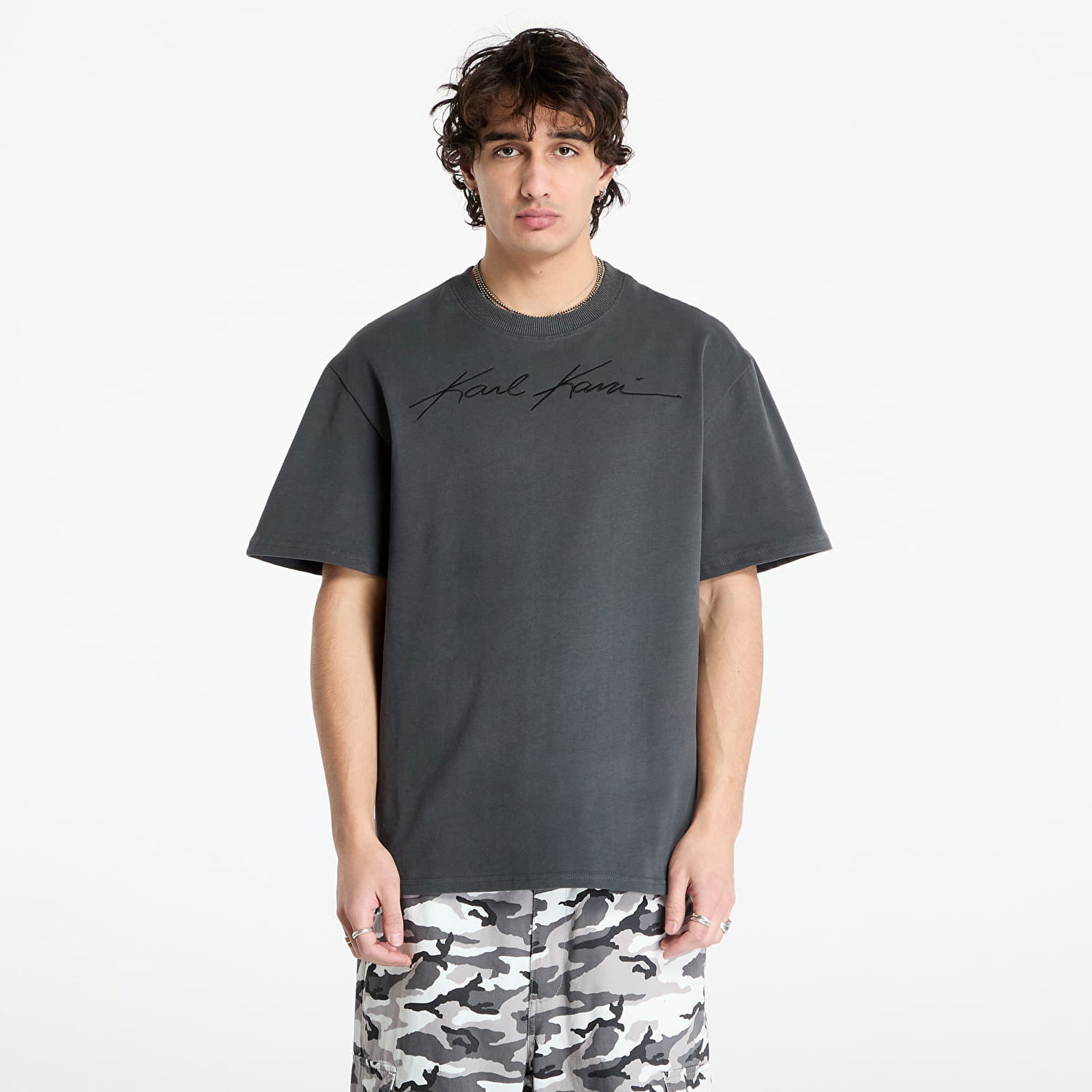 T-shirt Karl Kani Autograph Heavy Jersey Boxy Tee Grå | 60300191, 0