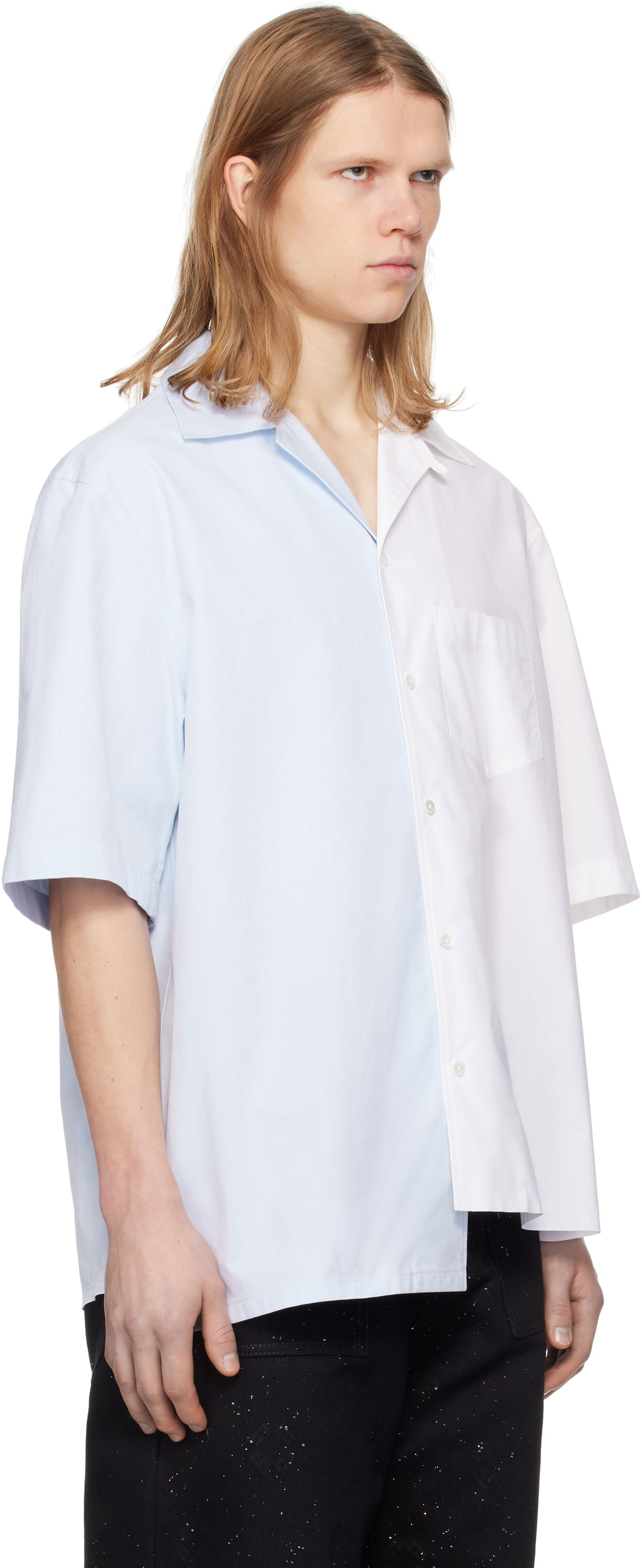 Skjorta LANVIN Lanvin Bicolor Asymmetric Shirt Blå | RM-SI0014-6043-P25, 1