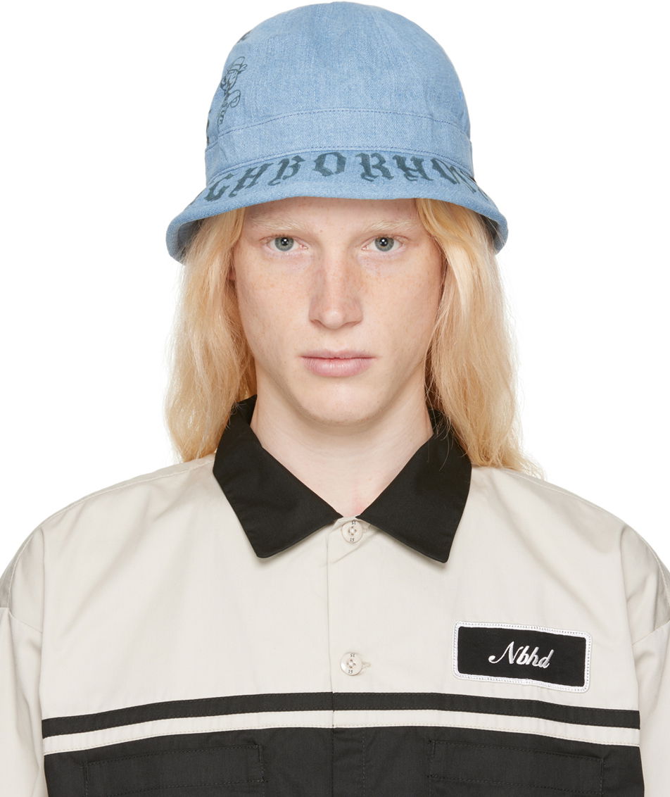 Hatt Neighborhood Fade Denim Ball Bucket Hat Beige | 232YGNH-HT09, 0
