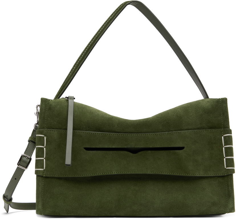 Axelväska JW Anderson JW Anderson Medium Loafer Suede Shoulder Bag Grön | HB0732-LA0364