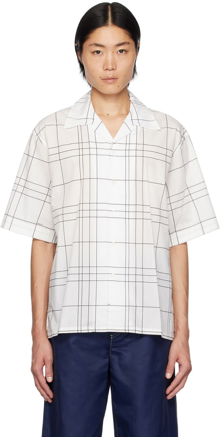 Skjorta Marni Marni Check Short Sleeve Shirt Vit | CUMU0294A0 UTC303