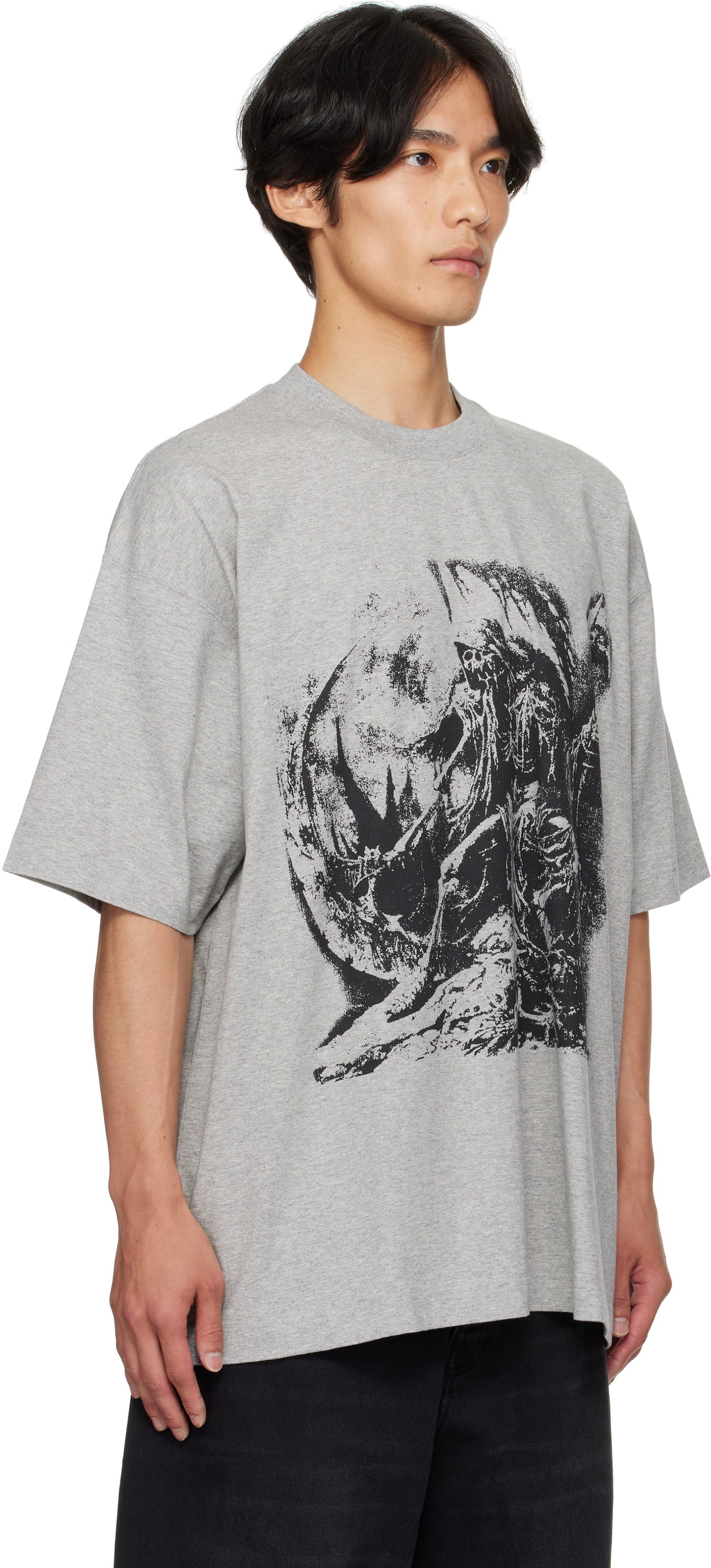 T-shirt VETEMENTS Vetements Goth Oversized Graphic T-Shirt Grå | UH76TR800G, 1