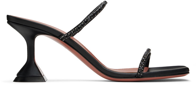 Skovård Amina Muaddi Amina Muaddi Gilda Crystal-Embellished Heeled Sandals Svart | GILDA SLIPPER 70 NAPPA