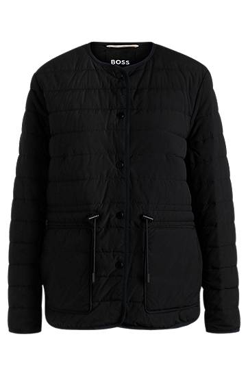 Pufferjacka BOSS Padded Jacket with Drawcord Waist Svart | 50531125
