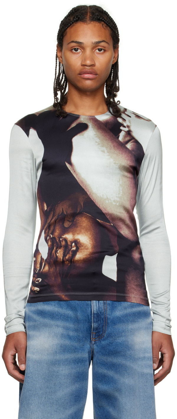 T-shirt Y/PROJECT Graphic Long Sleeve T-Shirt Vit | TS87-S25