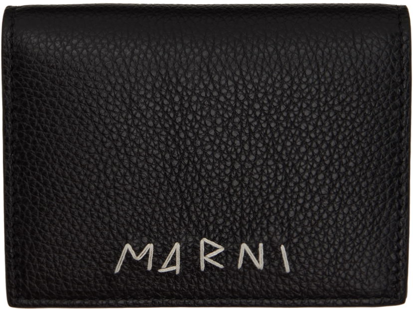 Plånbok Marni Pebbled Leather Zip-Around Bifold Wallet Svart | PFMOQ14Q10 P6533
