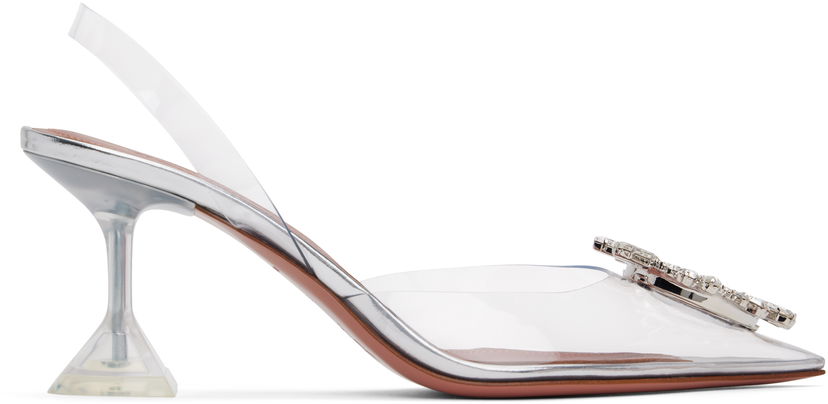 Sneakers och skor Amina Muaddi Transparent Sling Heels with Crystal Embellishment Metallisk | BEGUM GLASS SLING 70 CL PVC