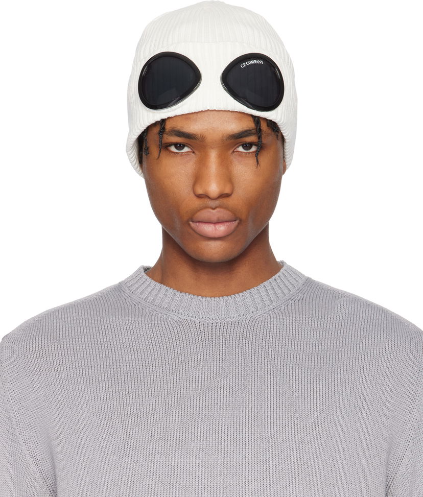 Mössa C.P. Company C.P. Company Goggle Beanie Vit | 18CMAC016A-000727A