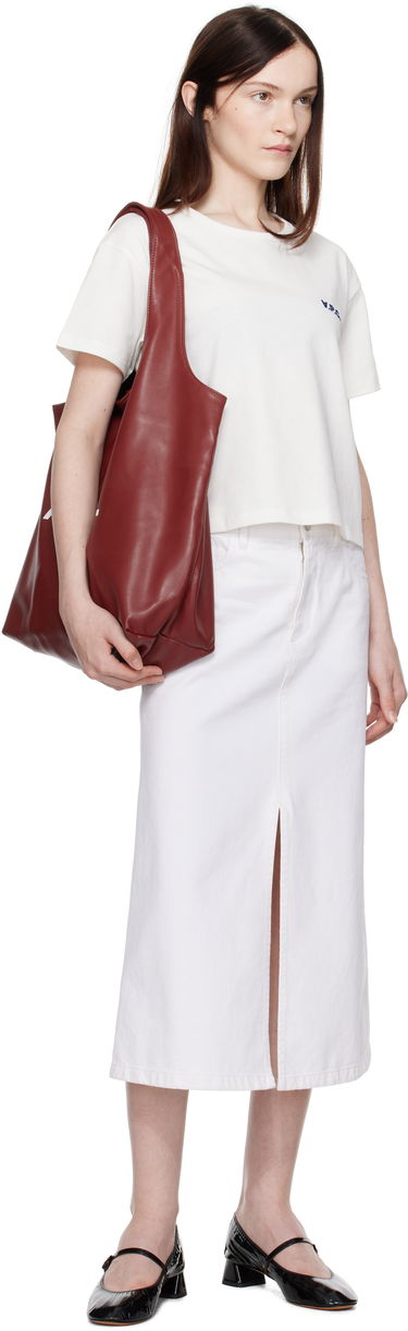 Kjol A.P.C. Denim Midi Skirt with Front Slit Vit | COGZV-F06423, 3