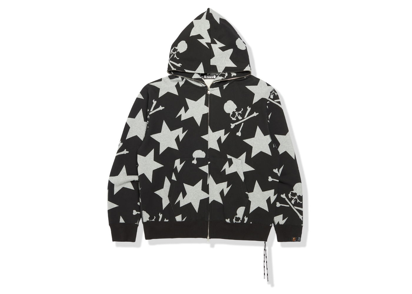 Sweatshirt BAPE Mastermind x 11th Anniversary Sta Pattern Relaxed Full Zip Hoodie Svart | MVBSW115903MI, 0